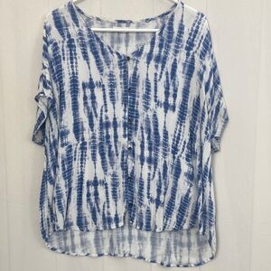 Maurices top tie-dye button up  high low